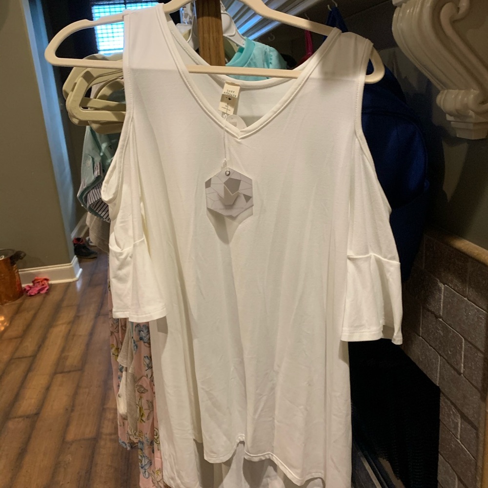 Cream cold shoulder top